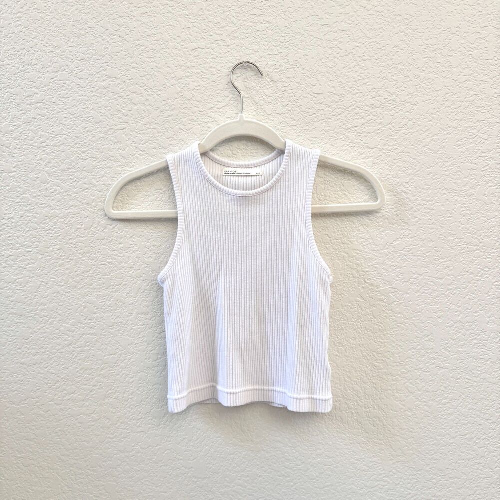 Oak & Fort White Ribbed Crop Tank Top